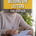 A heartfelt letter writing moment for a stepson on a wedding day.