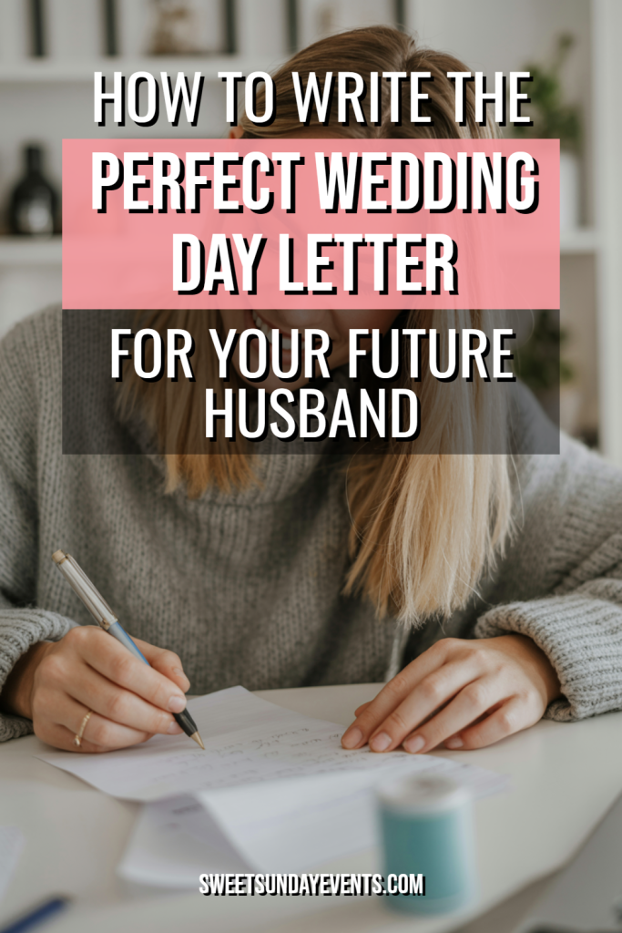 Woman writing heartfelt wedding letter to future husband in cozy setting.