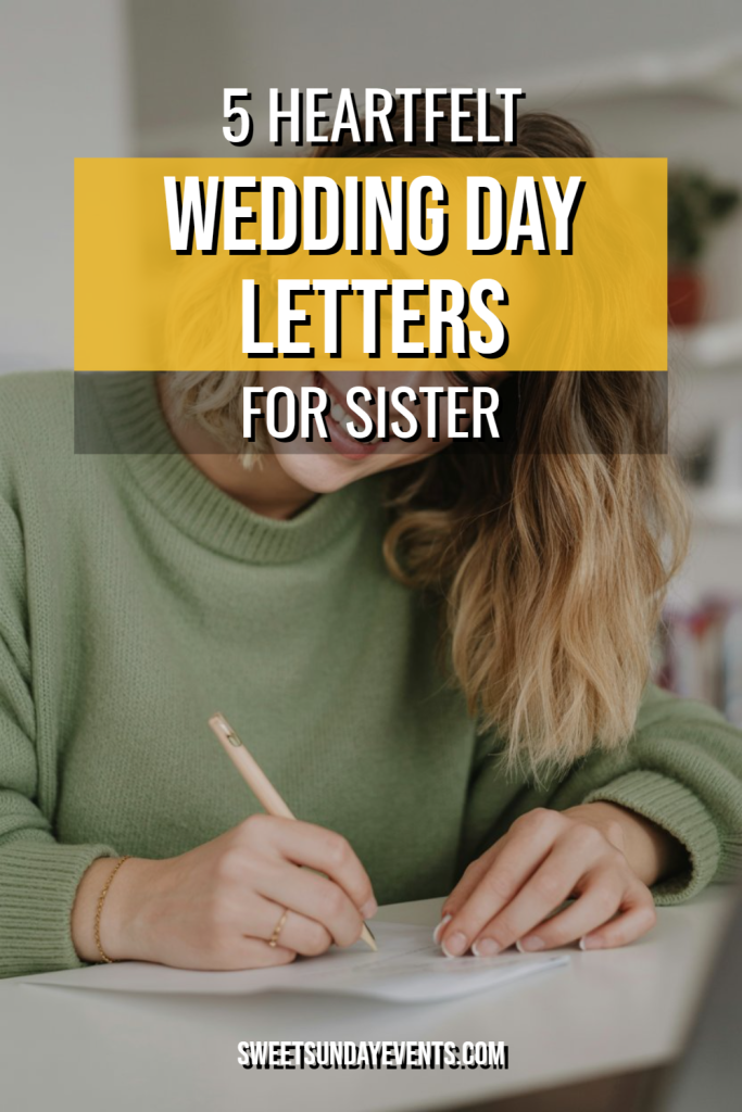 Woman writing a heartfelt letter to her sister in a cozy olive sweater.