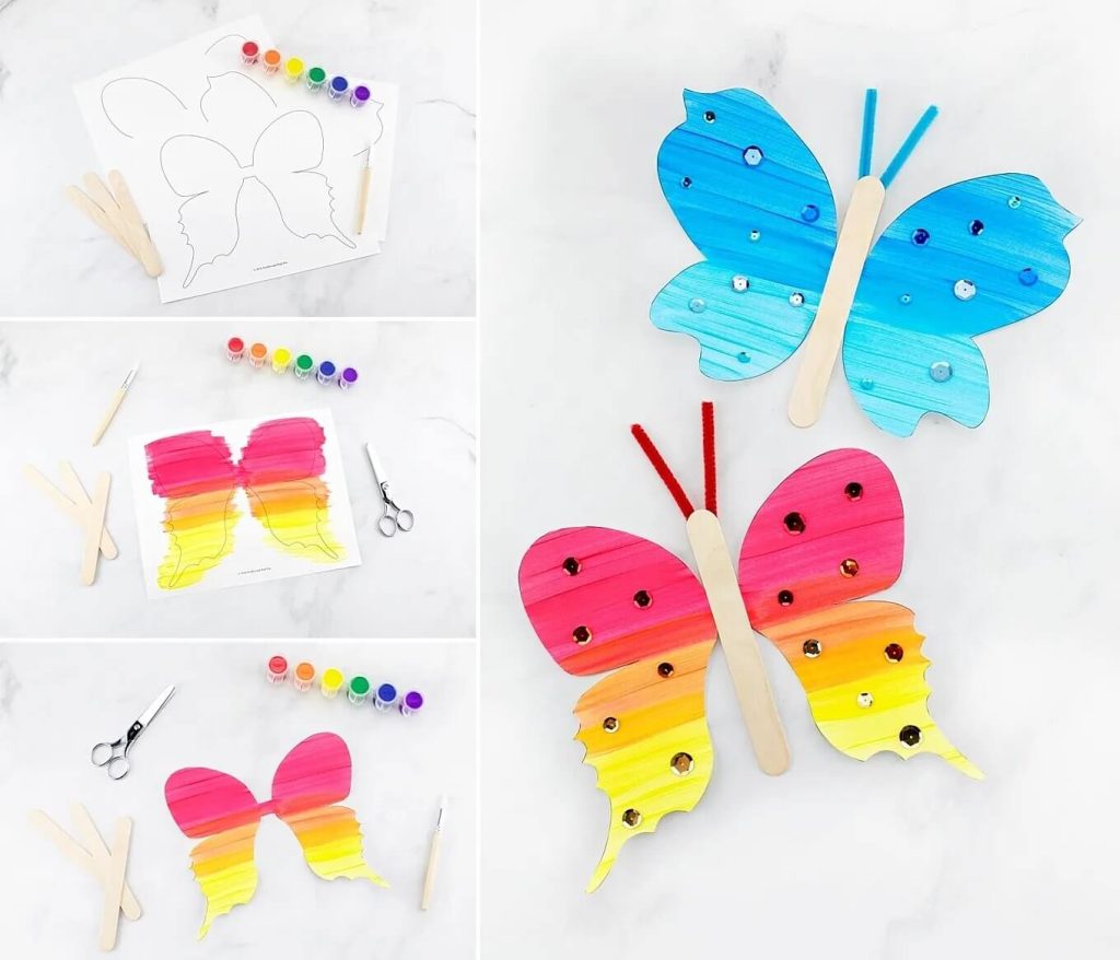 12 Adorable Butterfly Popsicle Stick Crafts