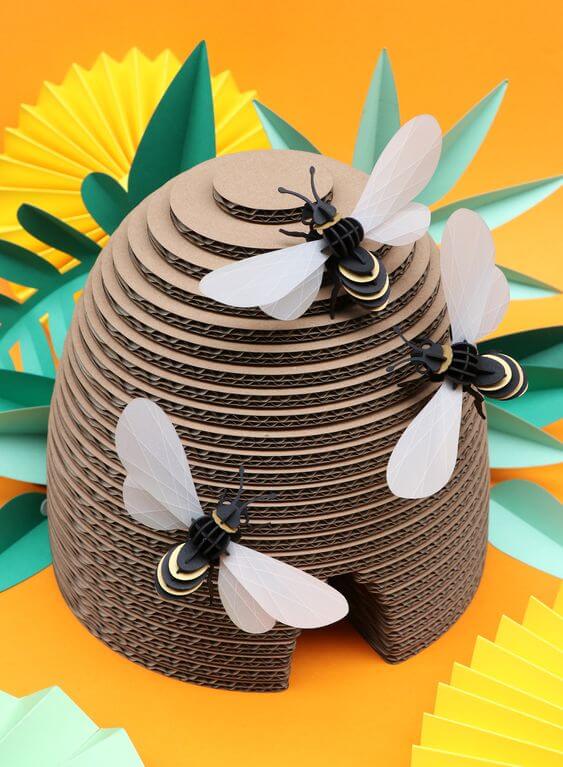 Beehive Paper Craft Using Cardboard