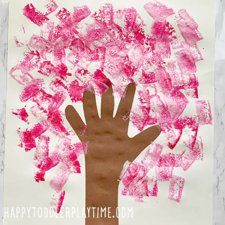 Cherry Blossom Tree Painting With Sponge Fun Activity For Kids In SummerSummer Painting with Sponge Stamps