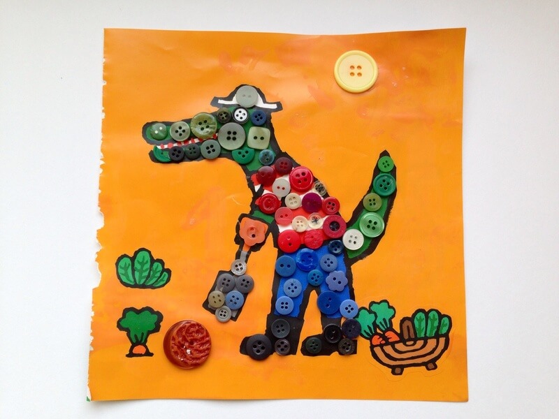 Colorful Buttons Collage Art & Craft Idea For Kids