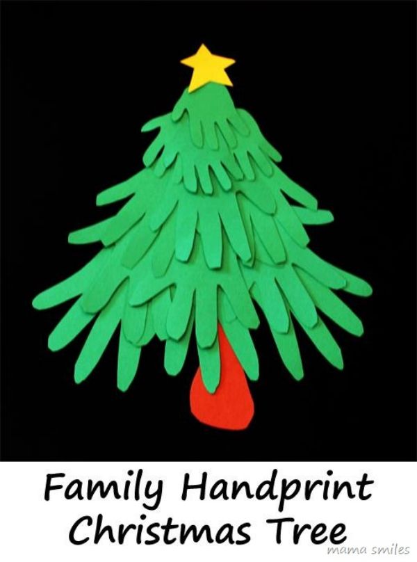 DIY Christmas Crafts for Kids A tree out of family handprints