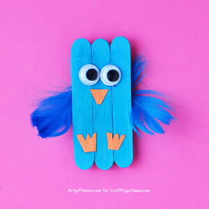 Easy to Make Baby Bluebird Popsicle Stick Craft