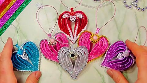 Handmade Heart Shaped Glitter Foam Ornament Craft IdeasGlitter Foam Sheet Crafts Ideas