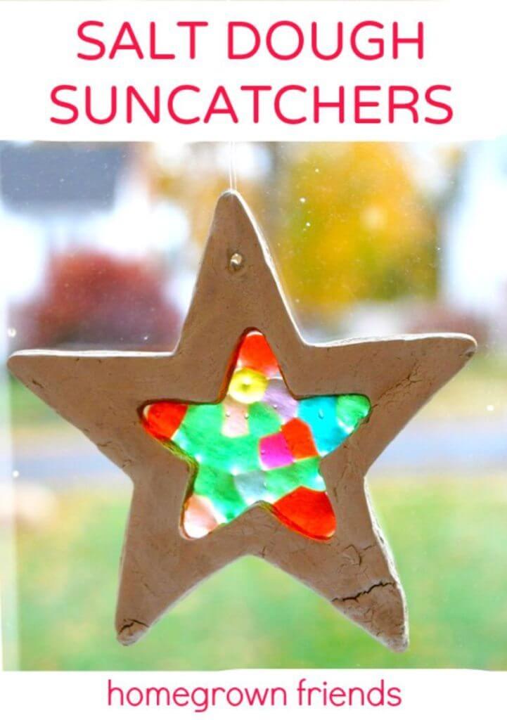 Handmade Salt Dough Pony Bead Suncatchers Decoration Christmas Craft For Kids