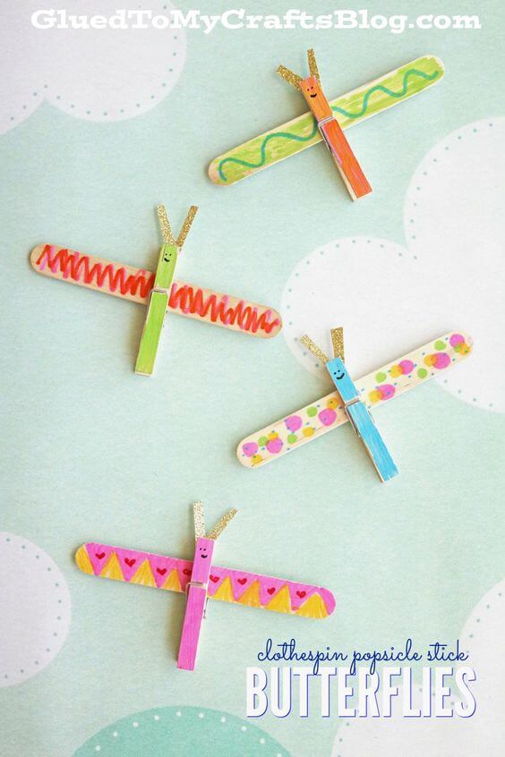 How to Make Butterflies Using Clothespin & Popsicle Sticks