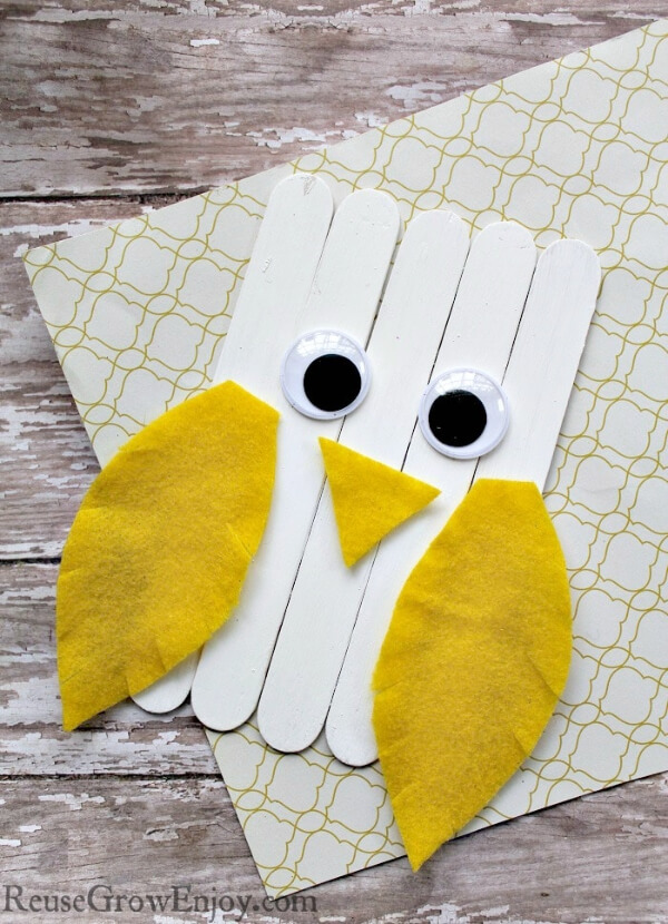 Making Popsicle Bird Craft Using Crepe Paper