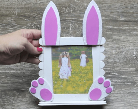 Popsicle Stick Easter Bunny Photo Frame Easy Craft For Kids