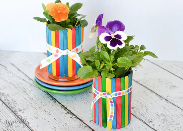 Flower Pots DIY Mother's Day Craft Using Popsicle Sticks
