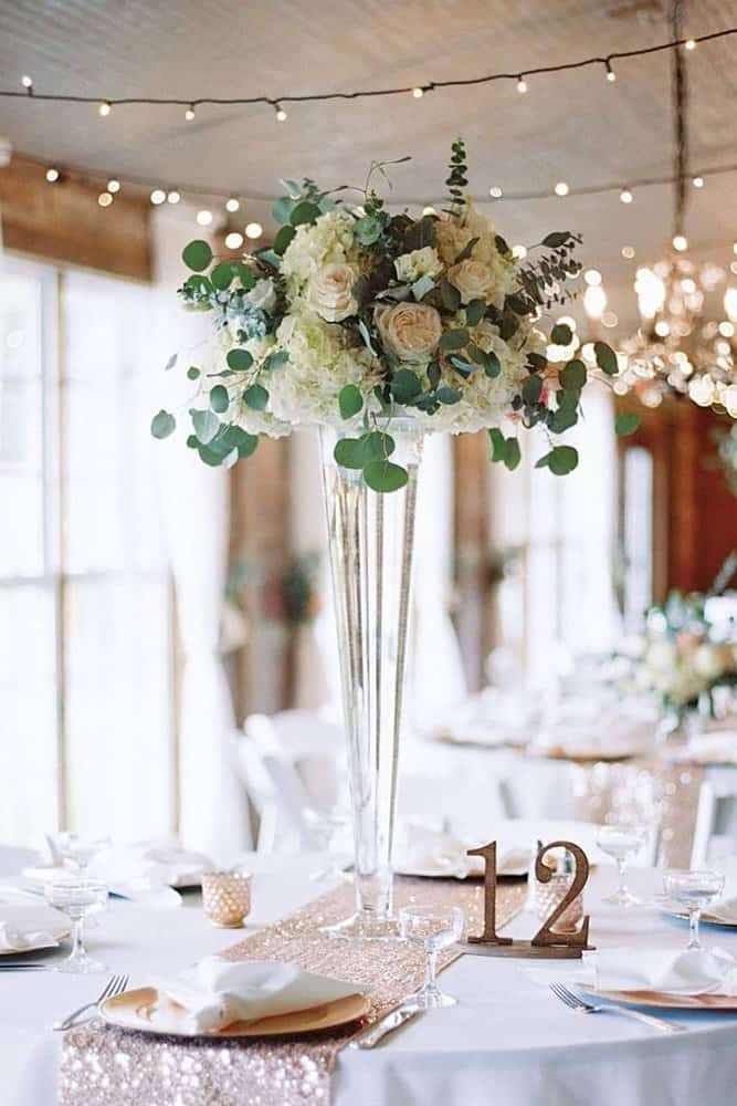 Gentle Bouquets in Tall Transparent Vases