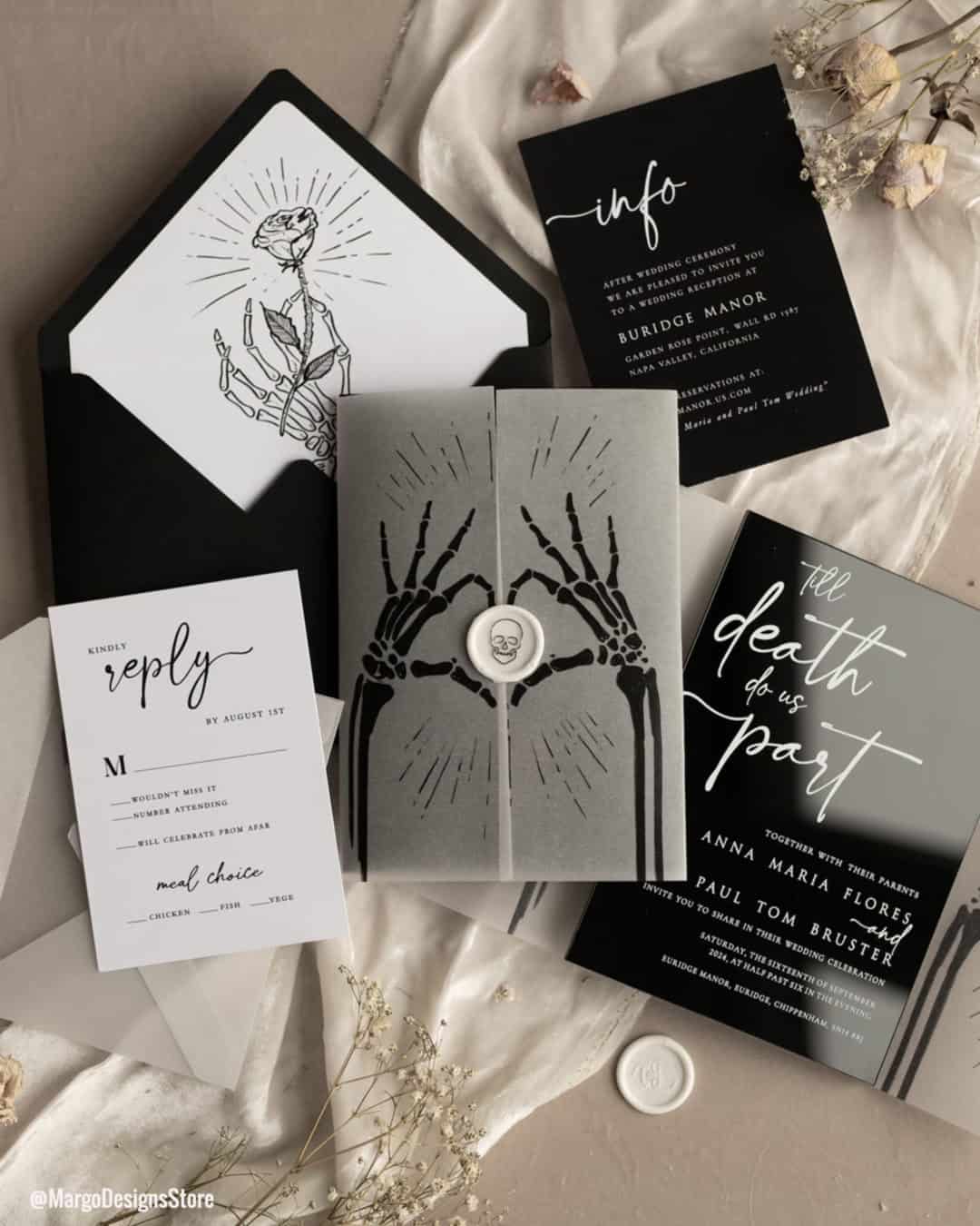 Elegant Halloween Wedding Invitations