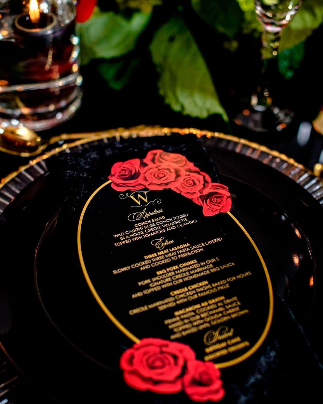 Elegant Red and Black Wedding Decor
