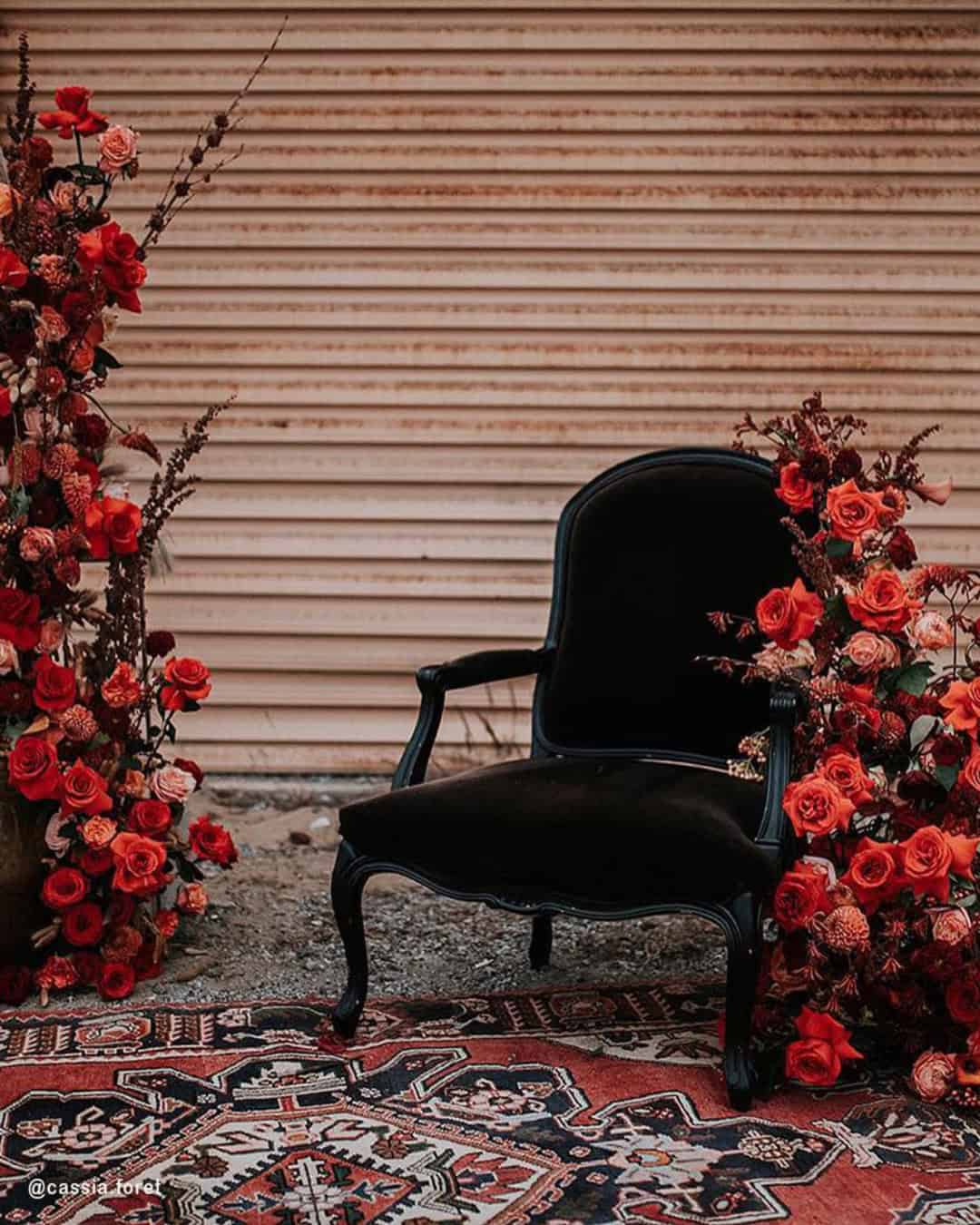 Elegant Red and Black Wedding Decor