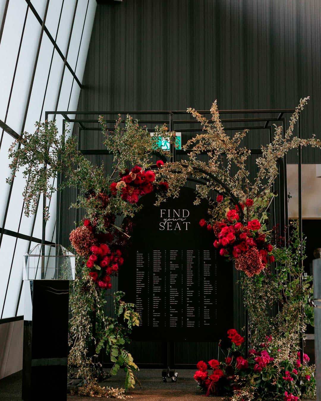 Elegant Red and Black Wedding Decor