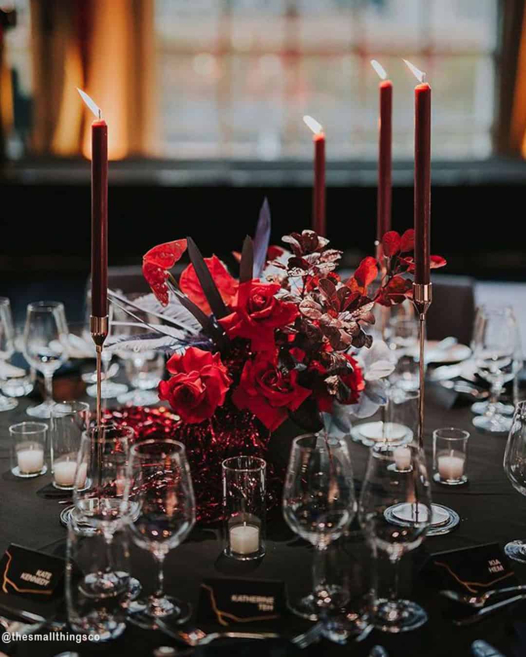 Elegant Red and Black Wedding Decor