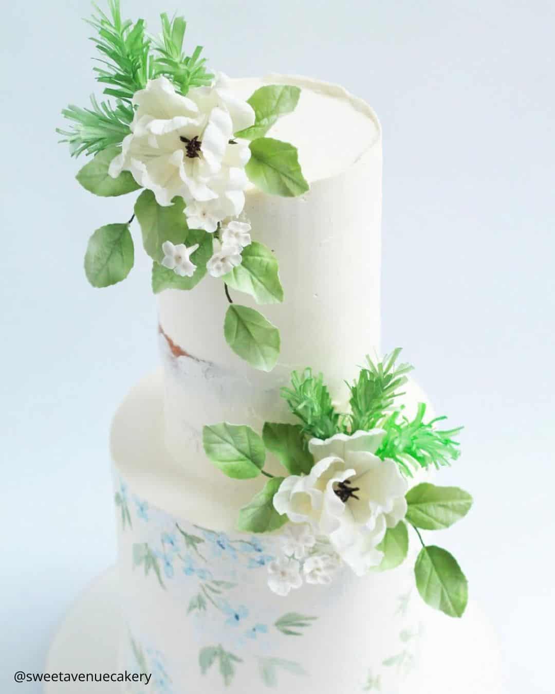 White And Greenery Wedding Cake Ideas
