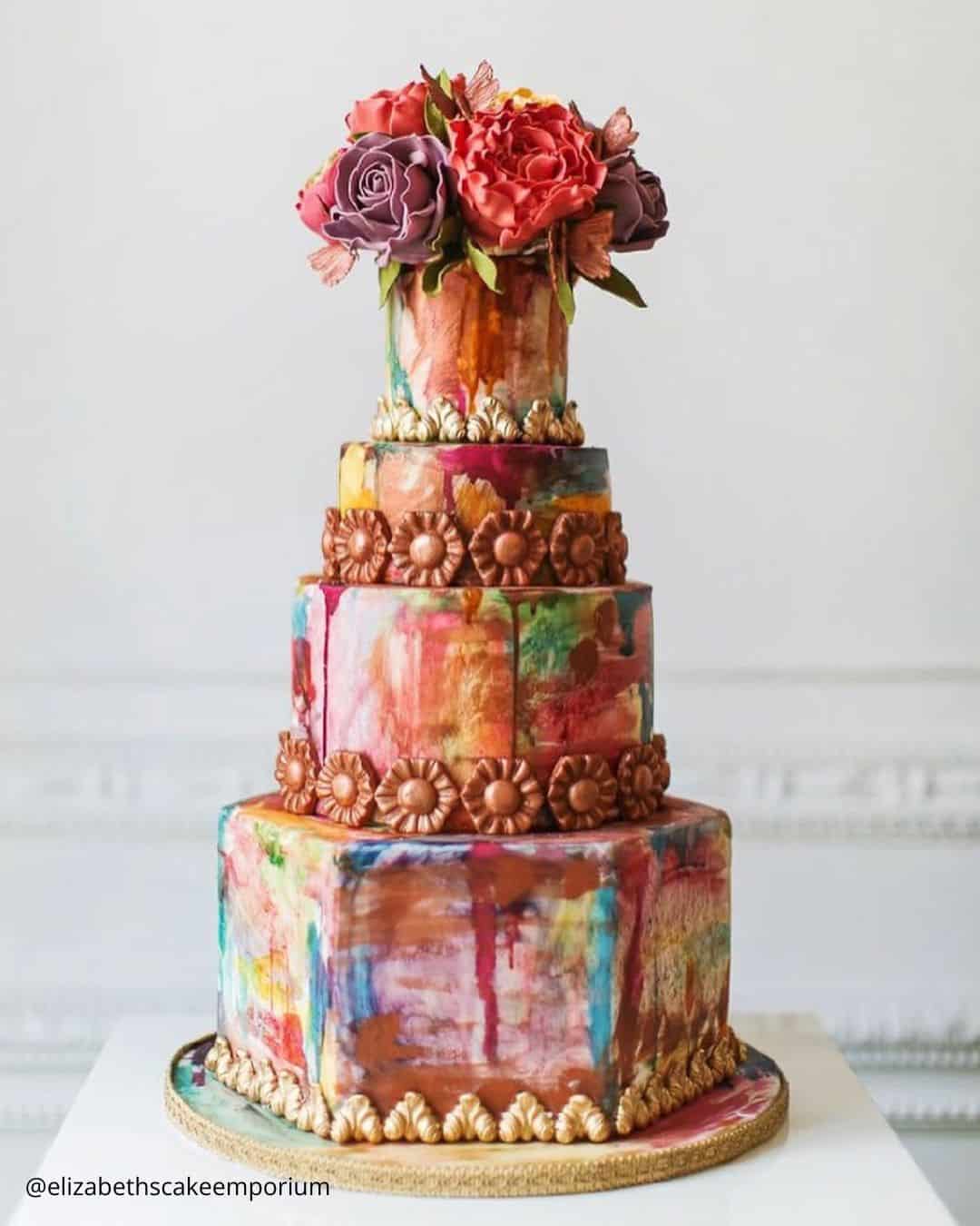 Colored Romantic Wedding Cakes