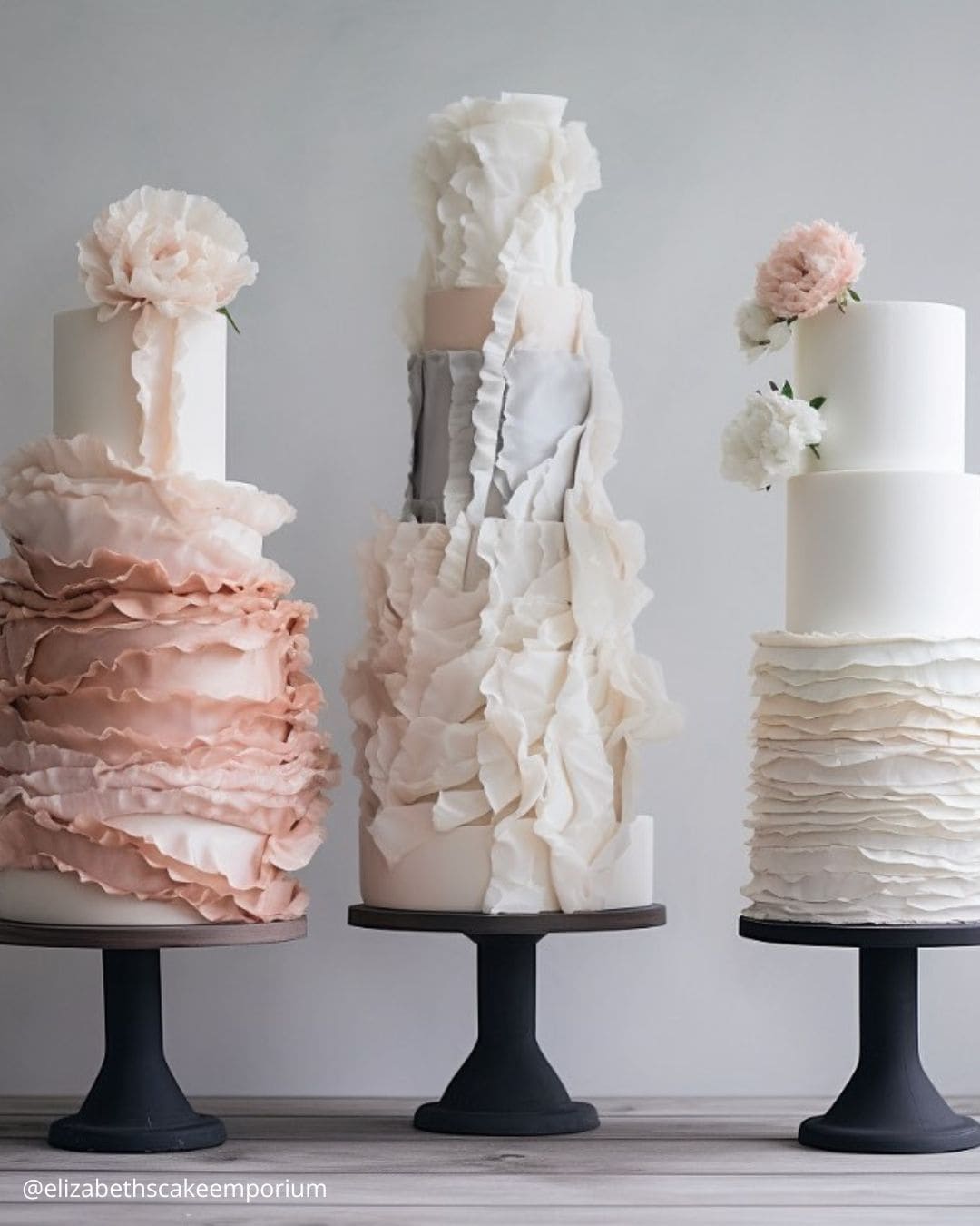 Ruffled Romantic Wedding Cakes