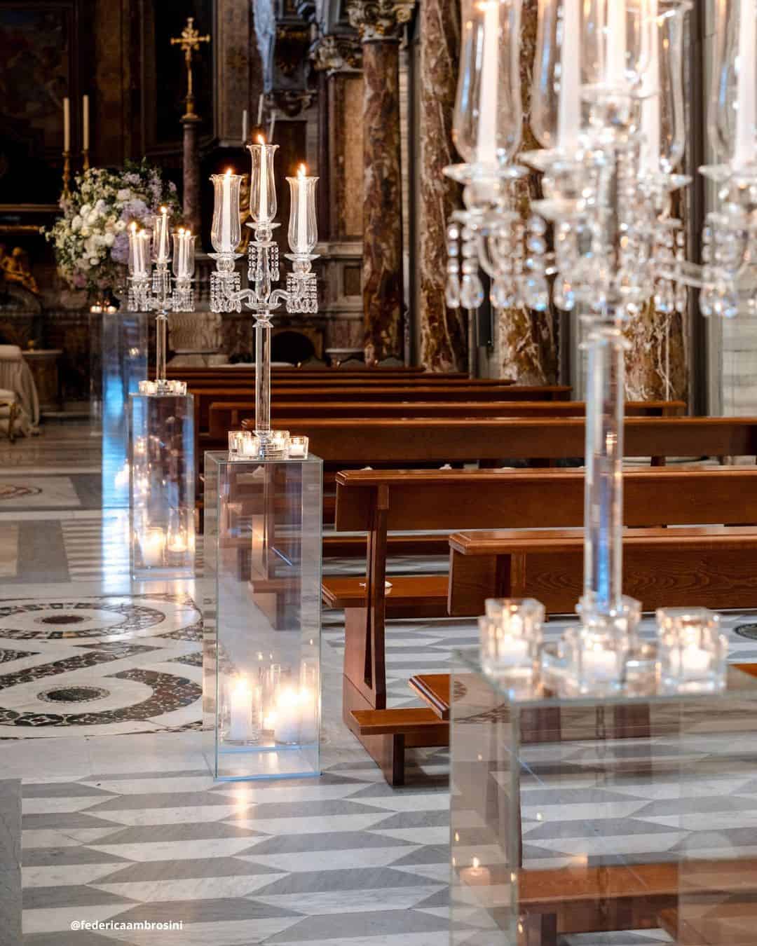 Simple Wedding Church Decorations With Candles And Lanterns