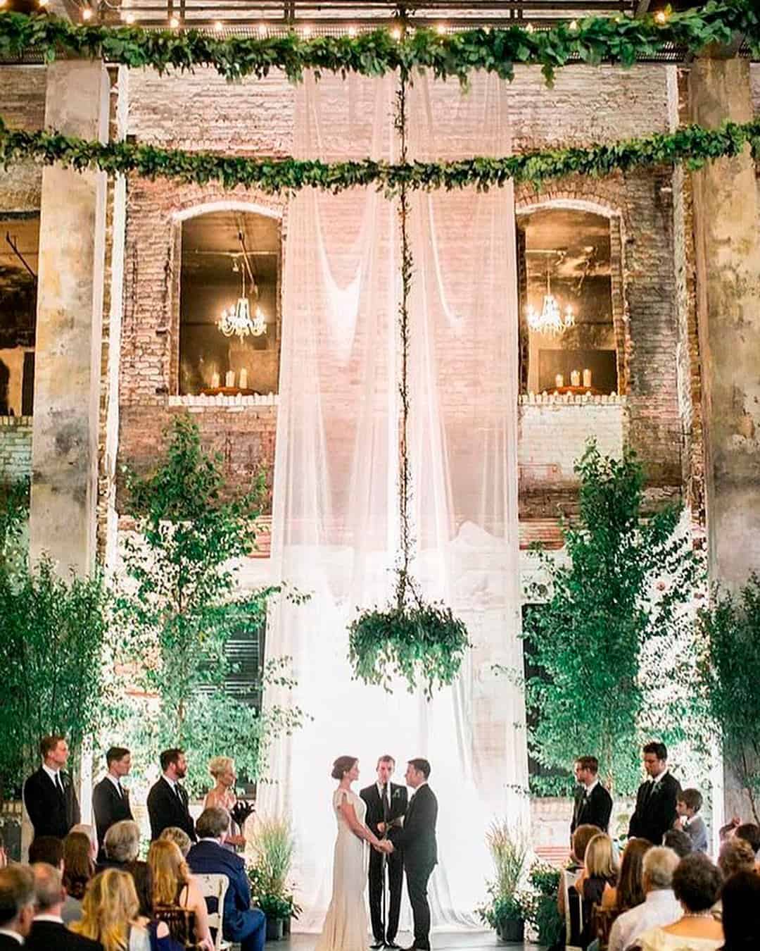 White And Green Wedding Church Decorations