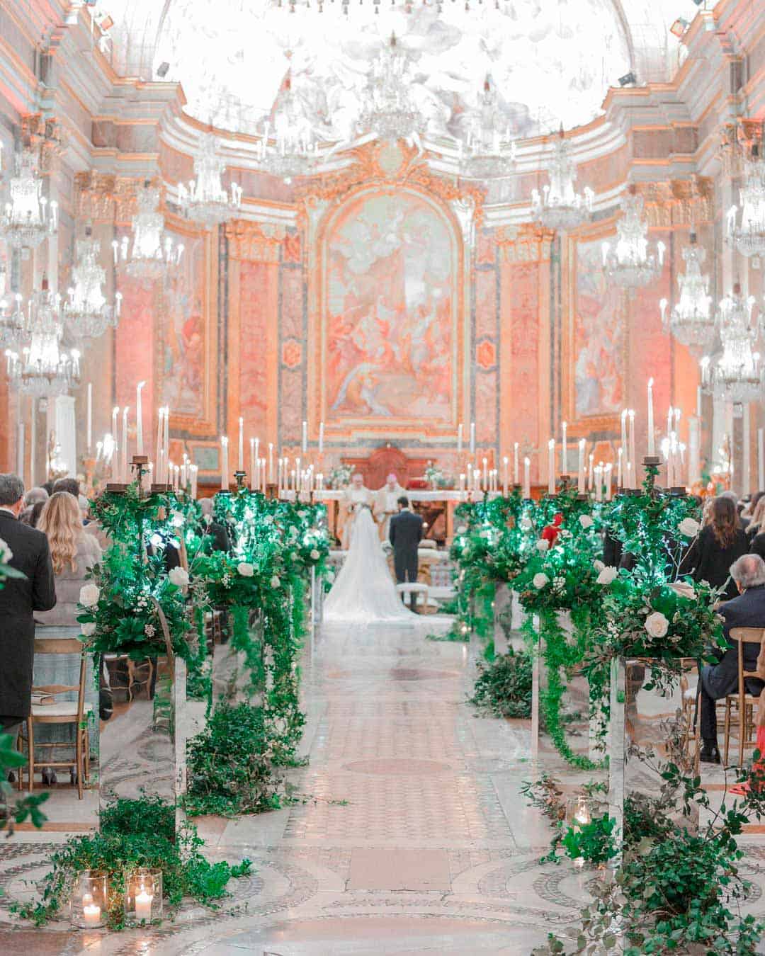 Simple Church Aisle Wedding Decorations With Romantic Flowers