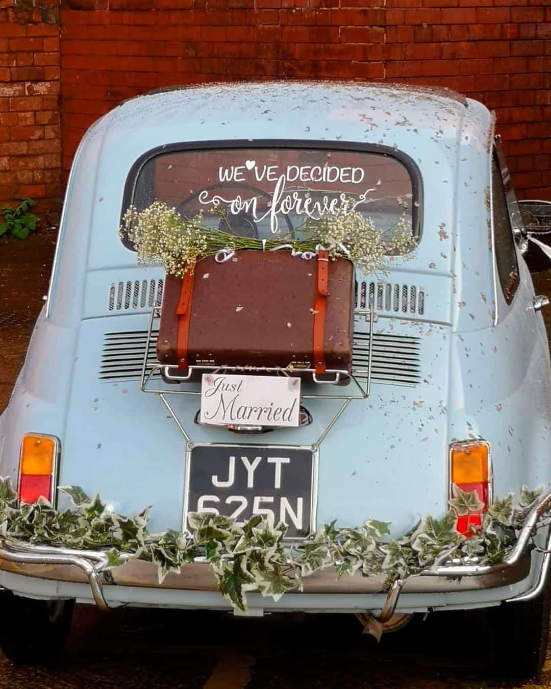 Greenery Wedding Car Decor Ideas