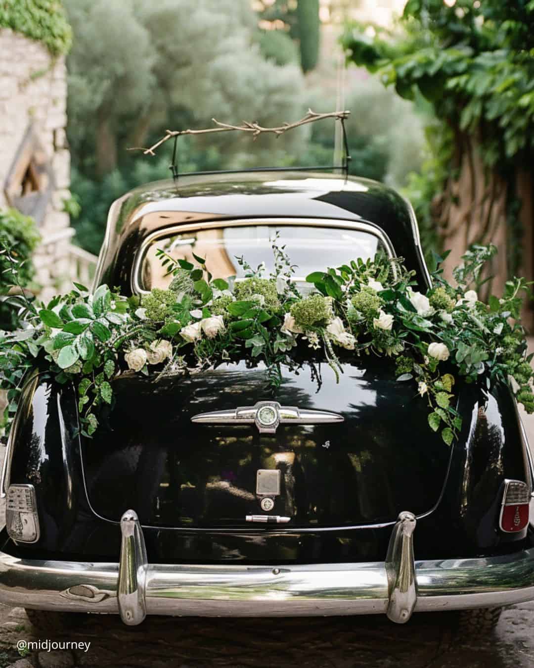 Greenery Wedding Car Decor Ideas