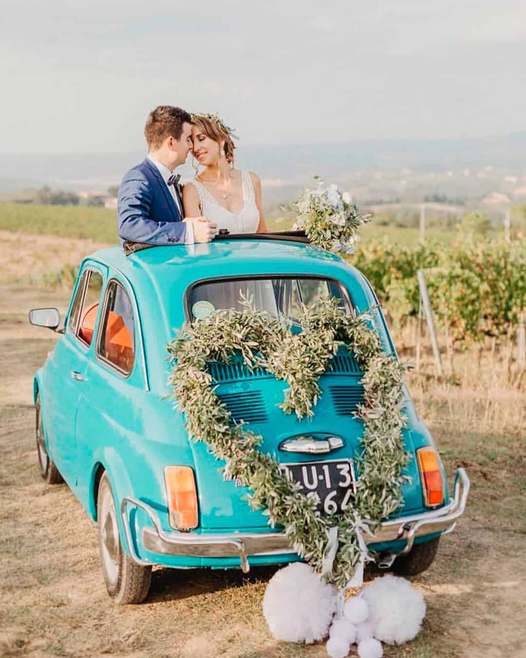 Unique Back of Car Wedding Decor