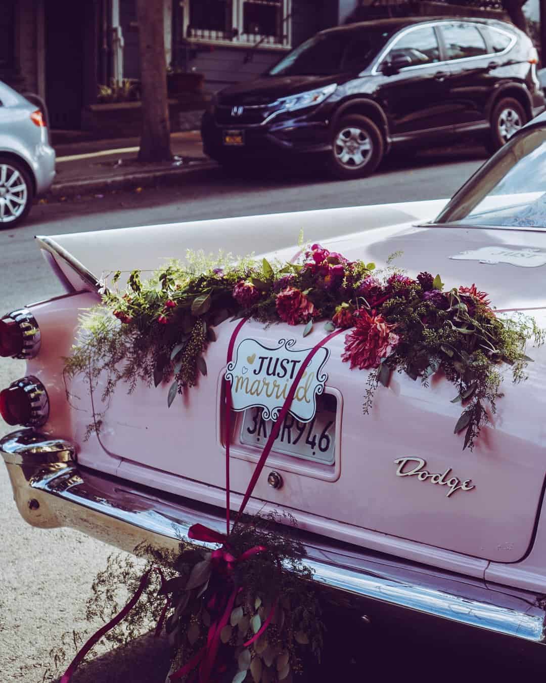 Unique Back of Car Wedding Decor