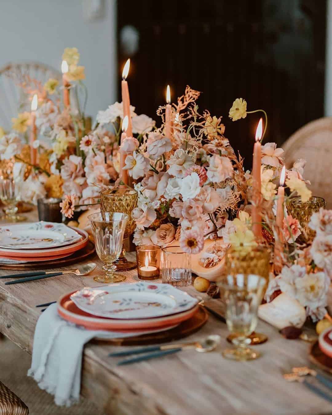 coral wedding decorations candles
