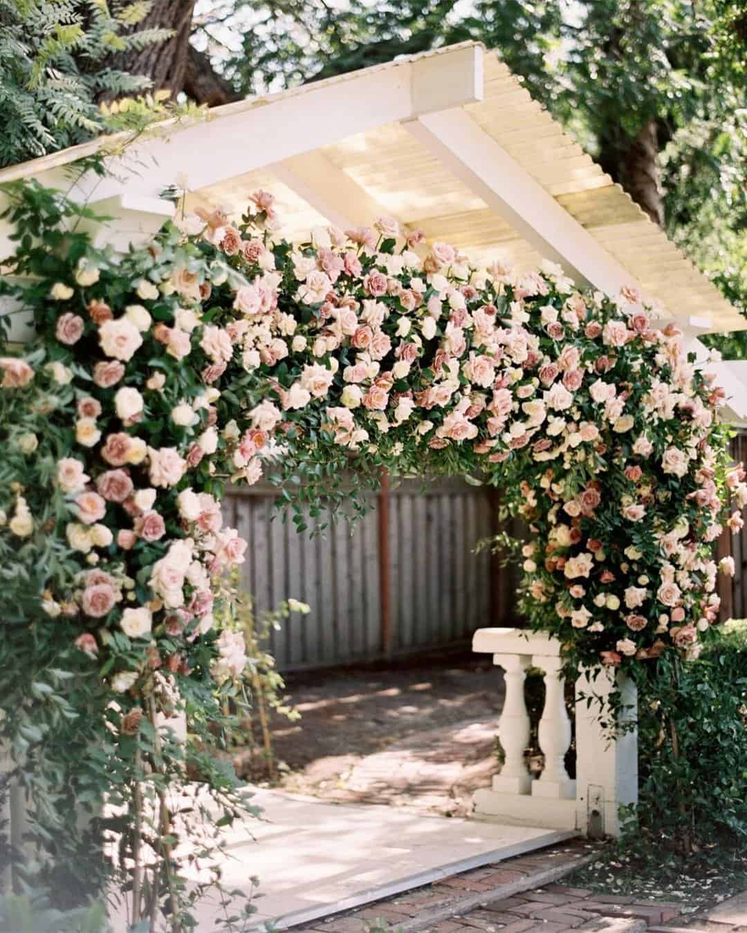 coral wedding decorations flower arch