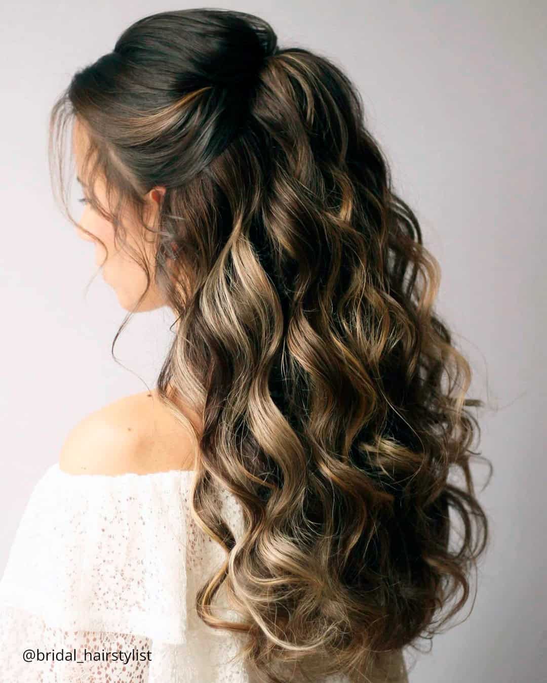 Long Hair Half Up Half Down Wedding Hairstyles