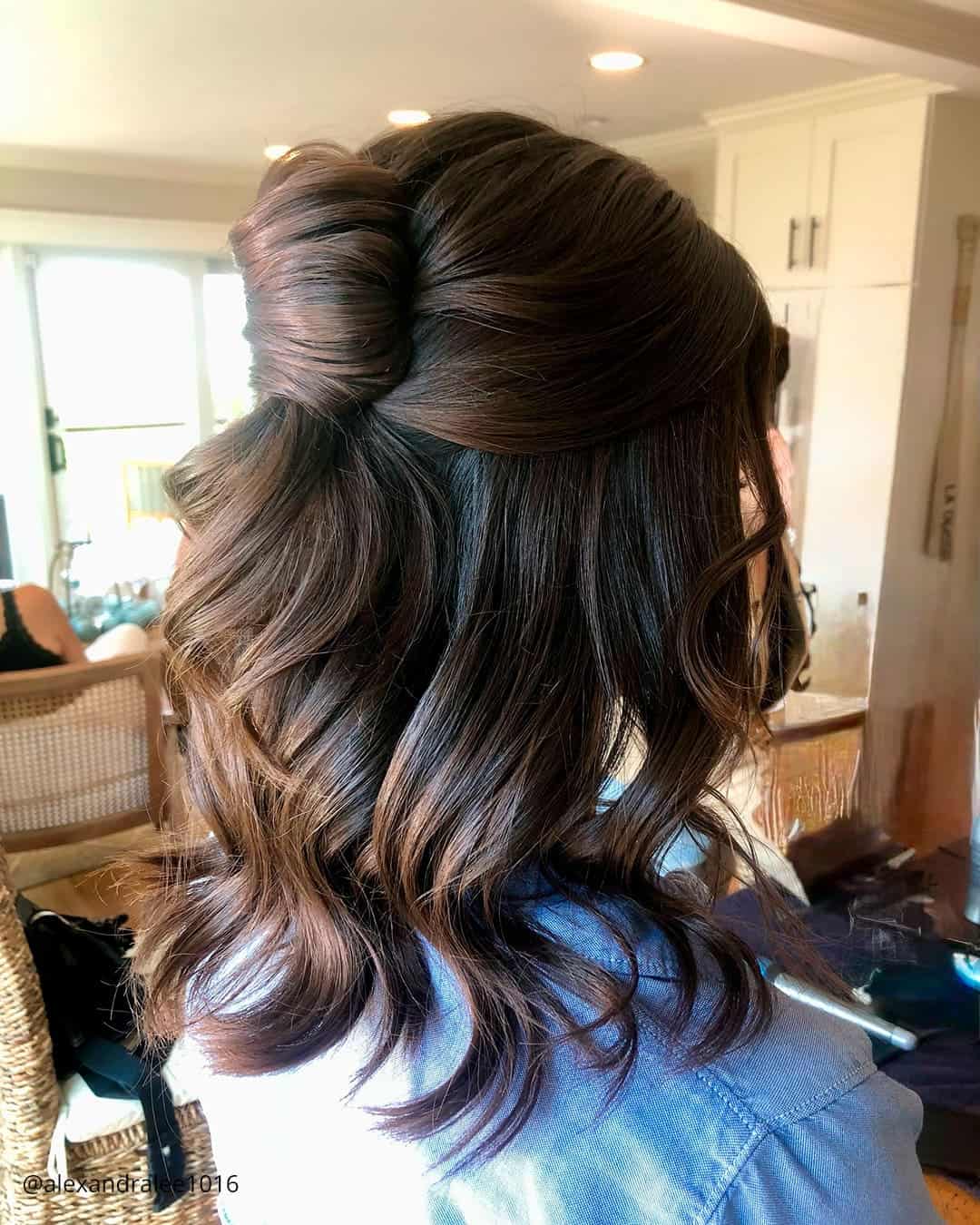 Medium Length Hair Half Up Half Down Wedding Hairstyles