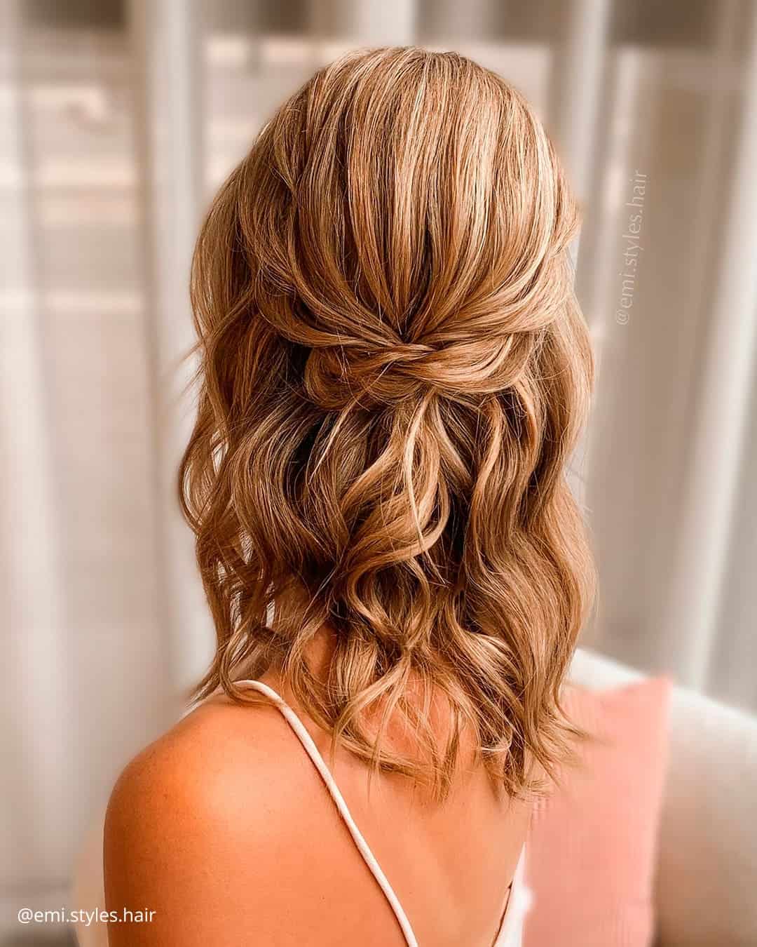 Medium Length Hair Half Up Half Down Wedding Hairstyles