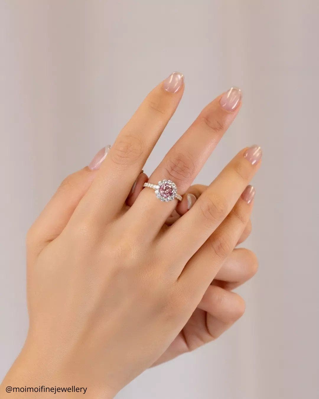 Halo Morganite Engagement Rings