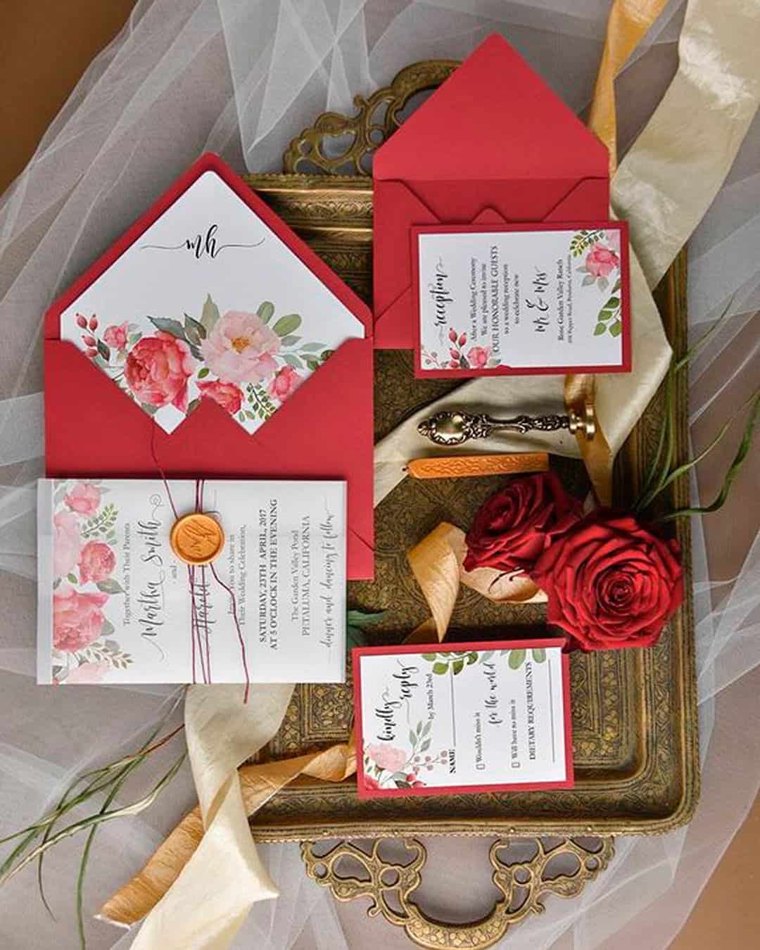 Red And White Wedding Bouquets
