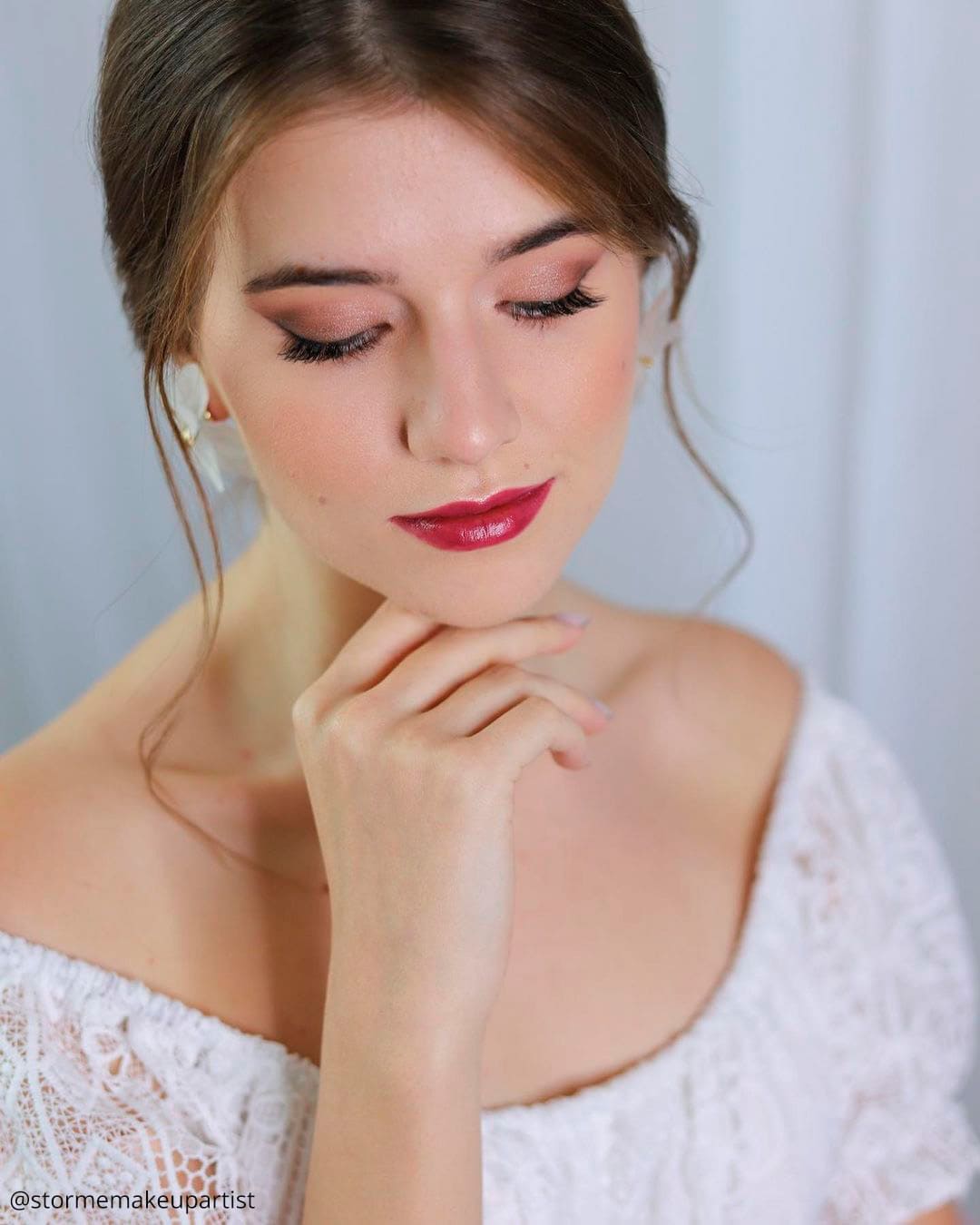 Classic Red Lip Wedding Makeup