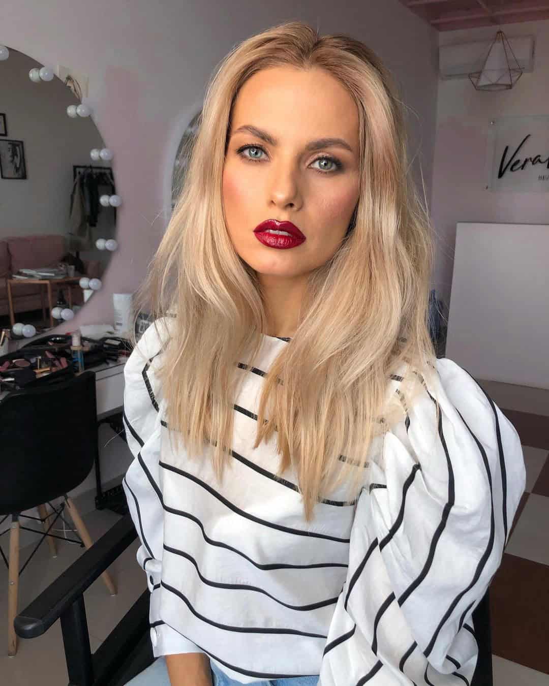 Gold And Red Lip Wedding Makeup