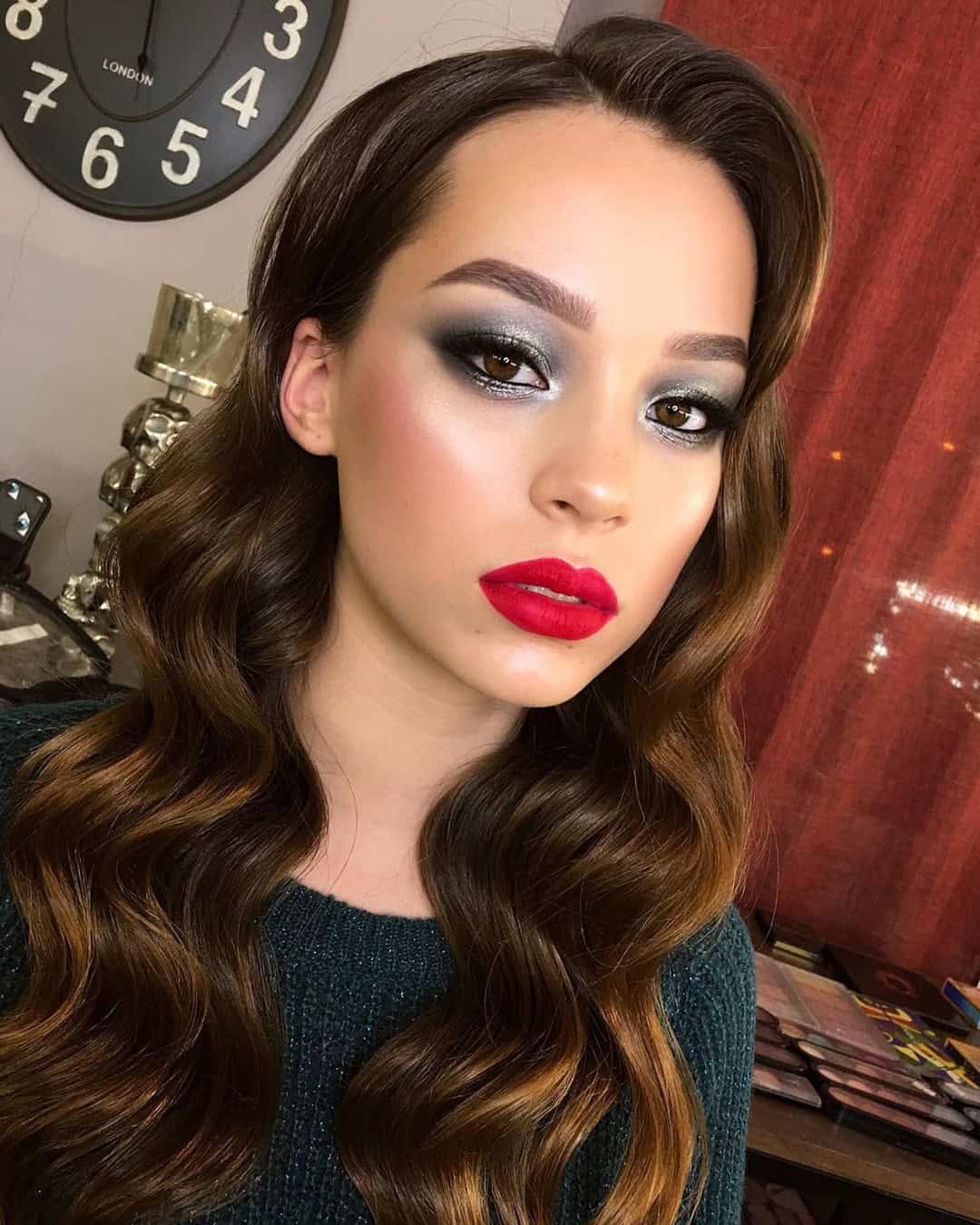 Romantic Red Lips with Pink Cheeks for Brides