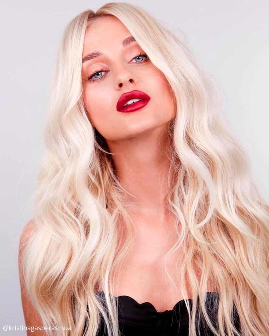 Natural Wedding Makeup with Red Lips