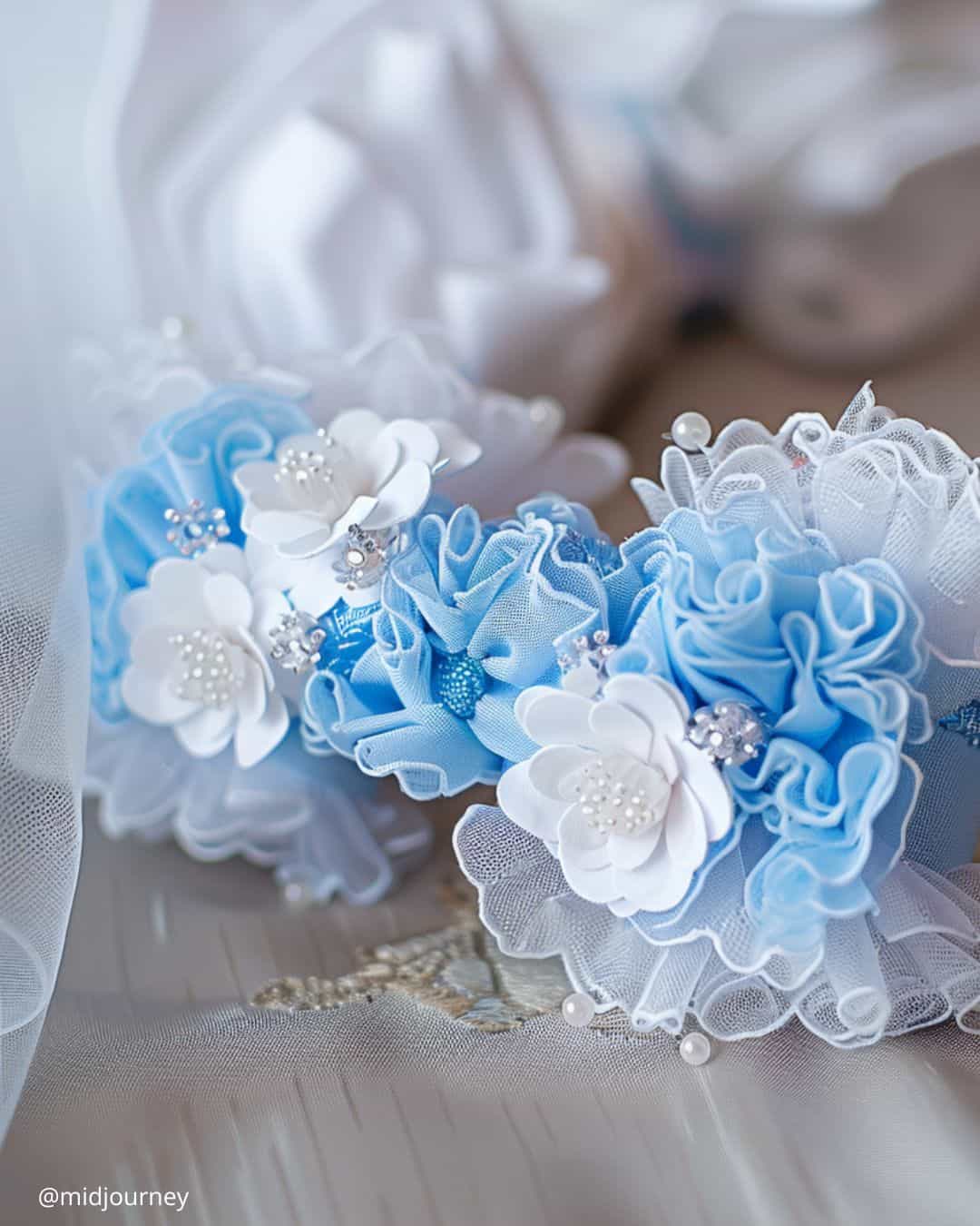 Garters For Wedding With Blue Decor