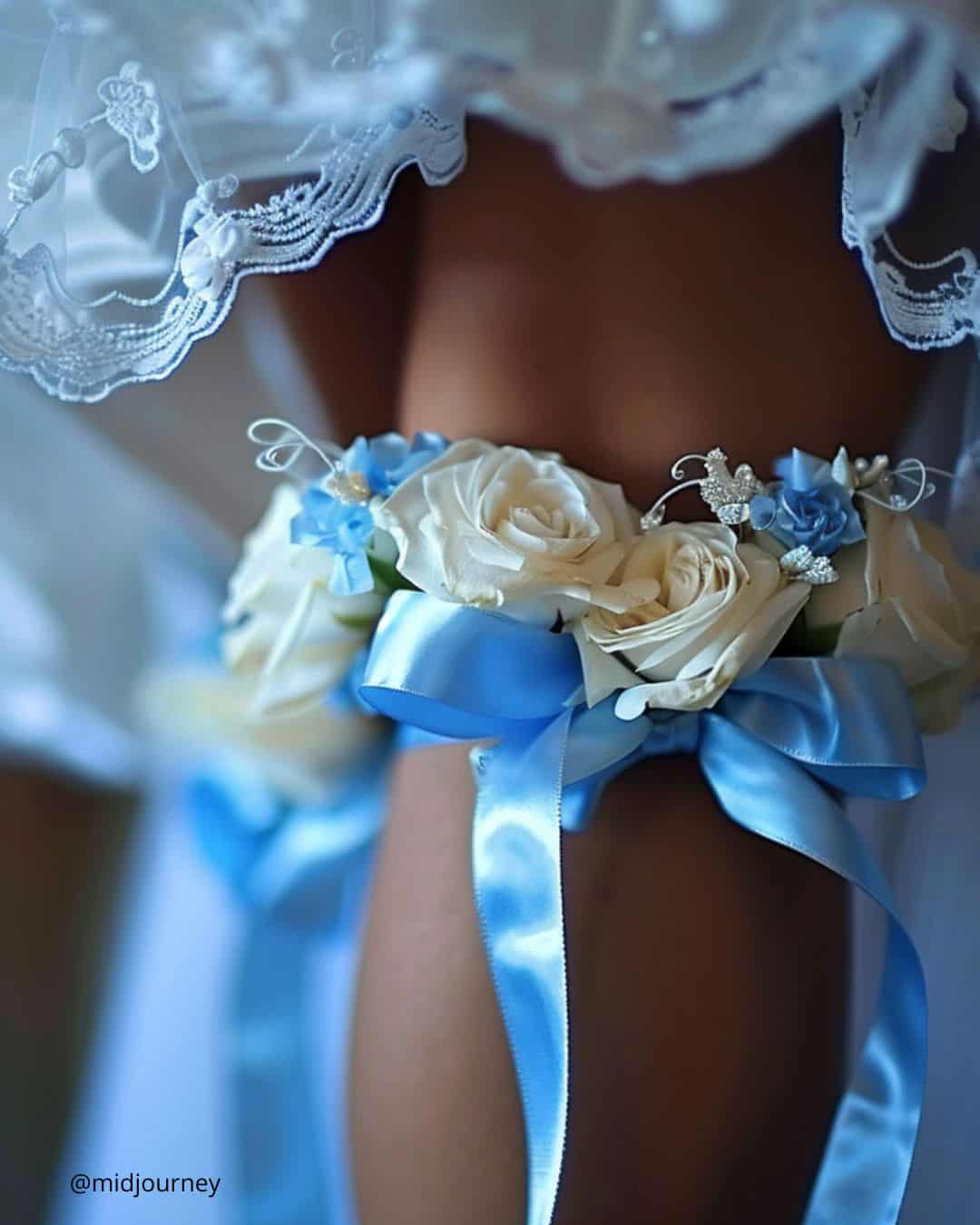 Garters For Wedding With Blue Decor