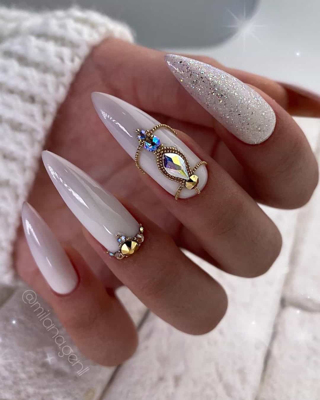 Stiletto Nails In White