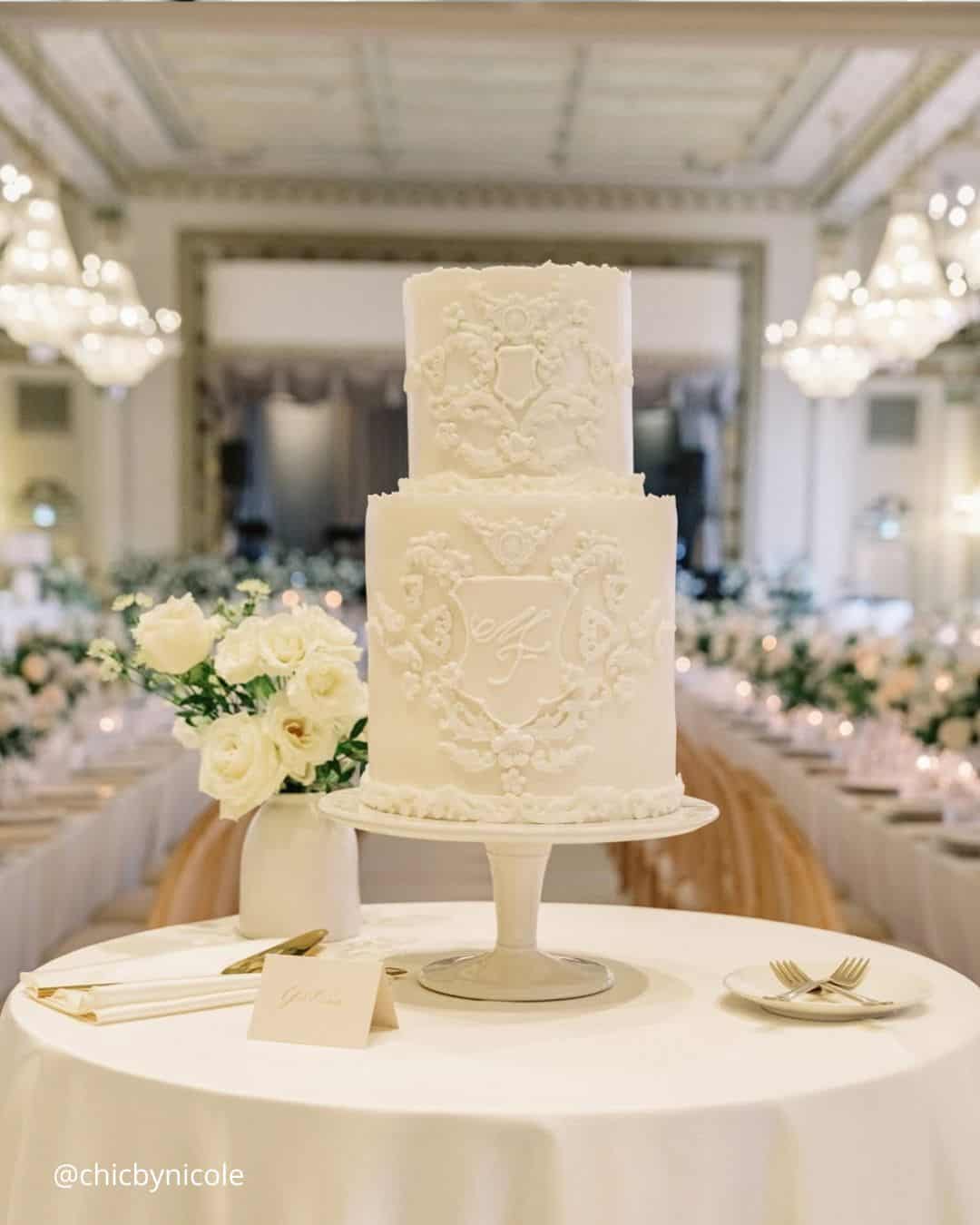 Mono Floral Wedding Cake Ideas
