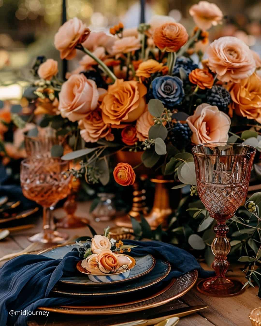 Terracotta and Navy Wedding