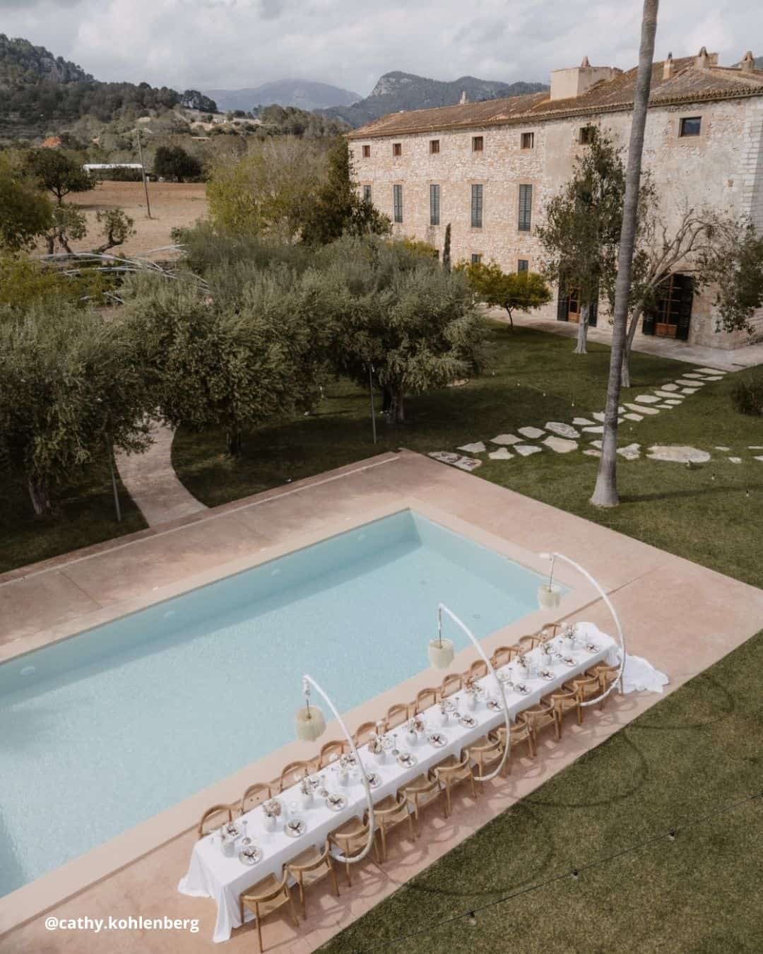 Reception Wedding Decor Around A Pool