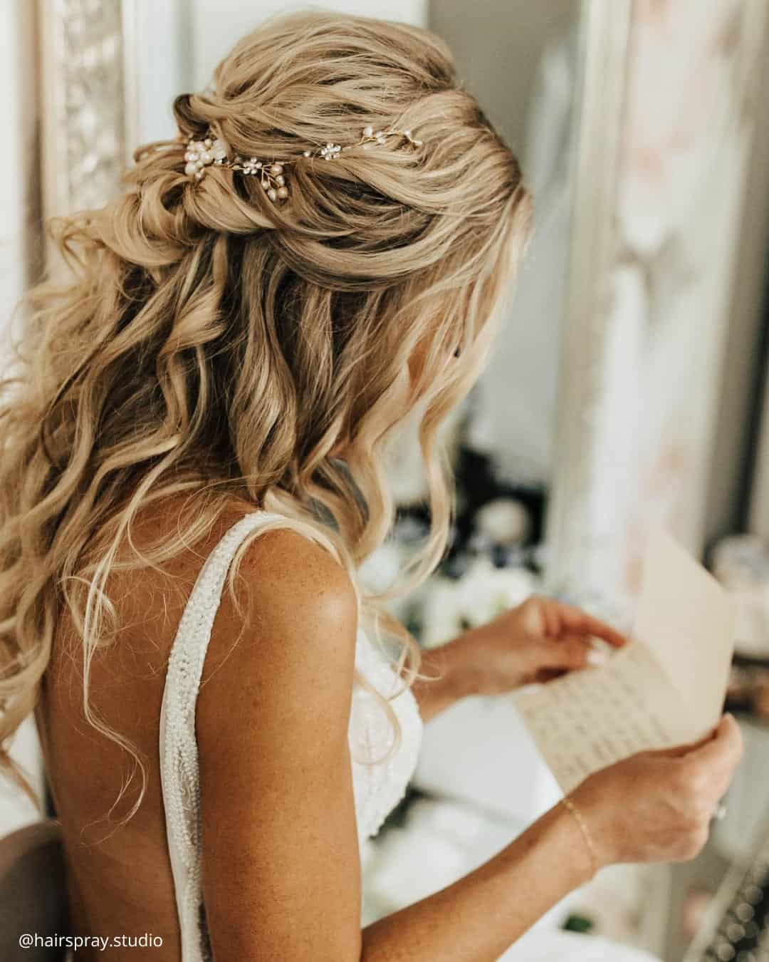 Half Up Half Down Beach Wedding Hairstyles