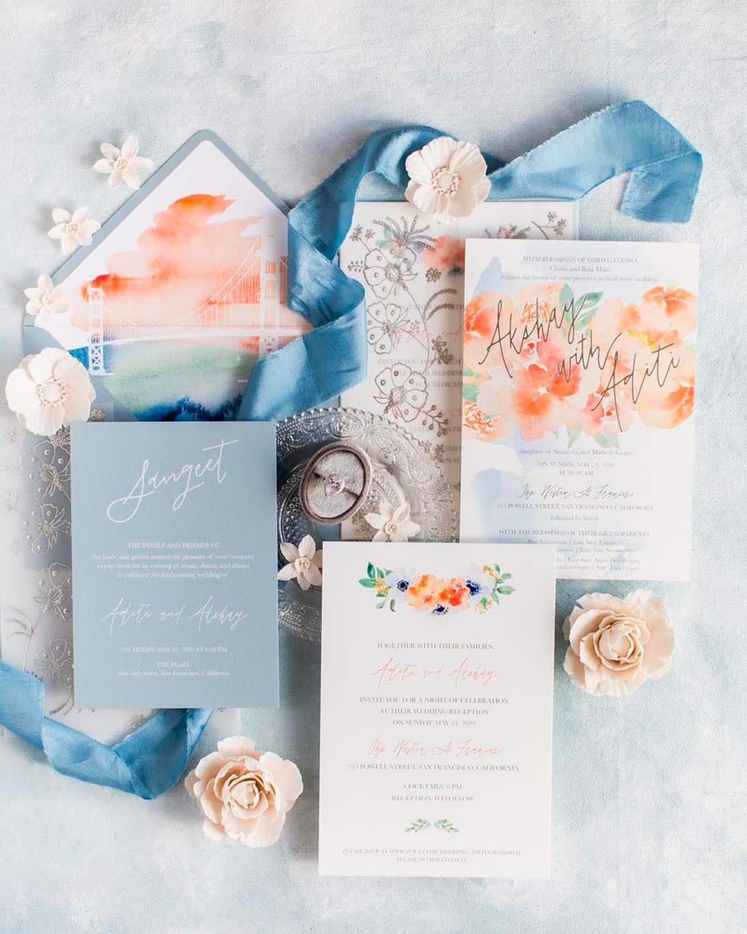 Blue And White Wedding Bouquets